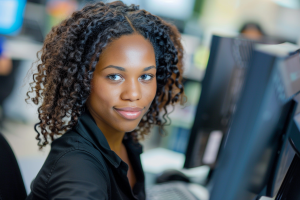 Professional worker using computer